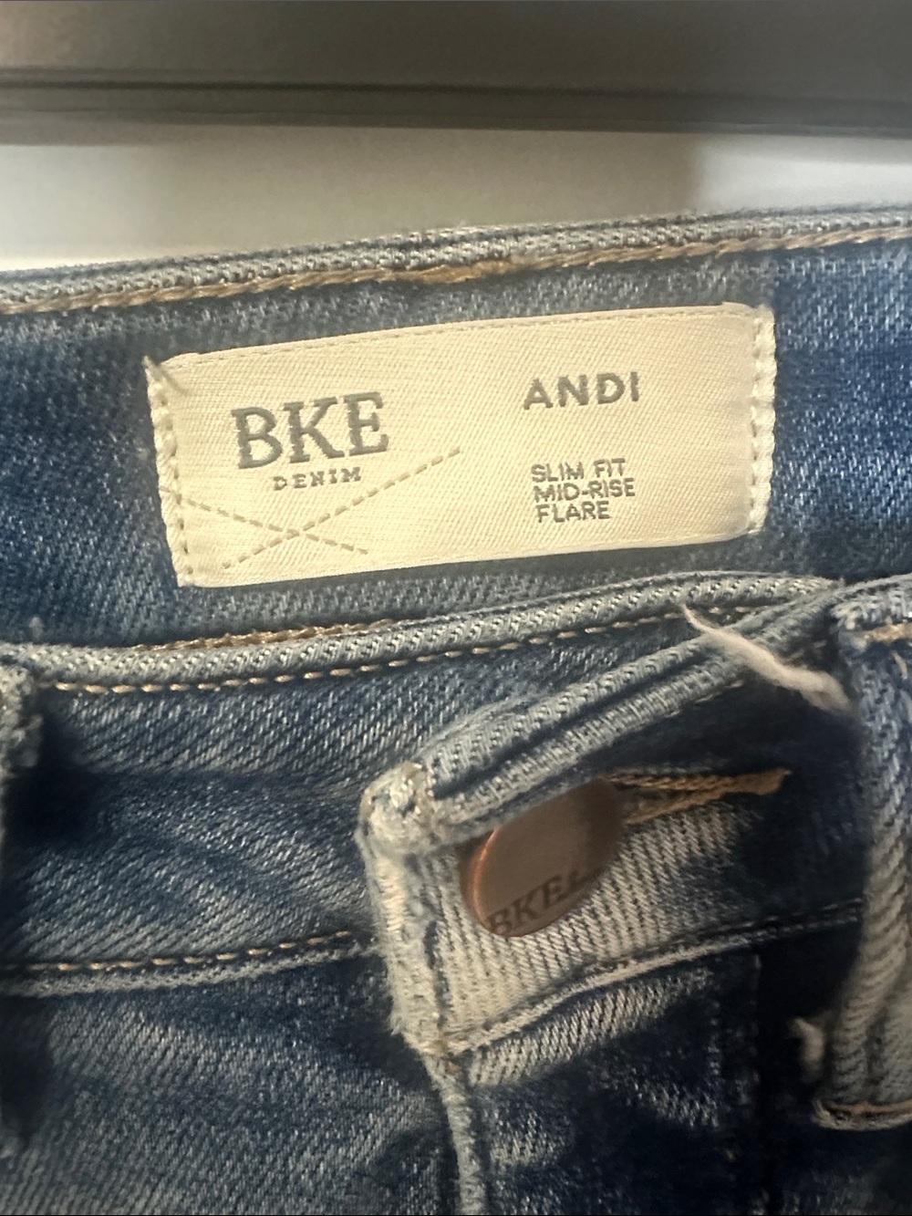 BKE Medium Blue Flared Distressed Jeans - Picture 6 of 6